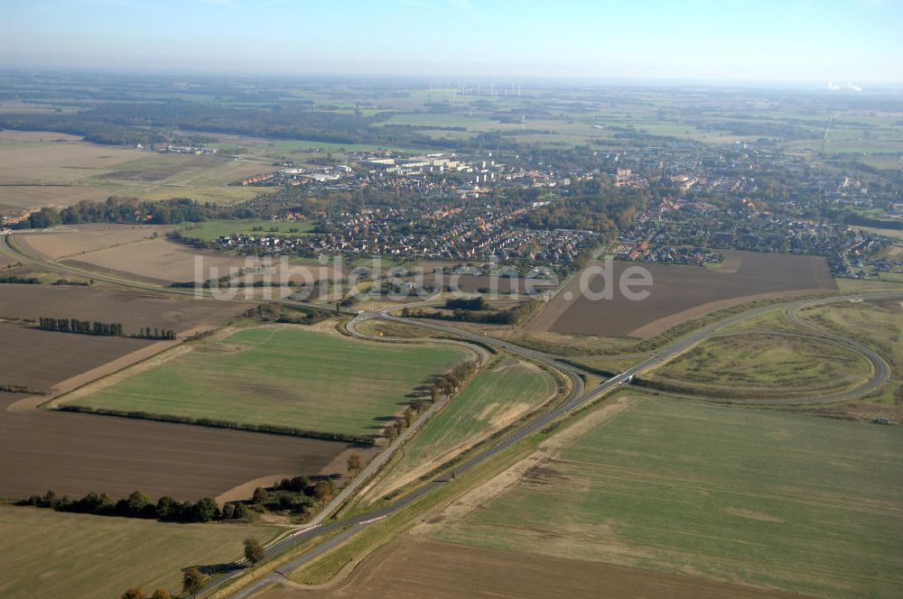 Pitzwalk von oben - Verlauf Bundesstrasse 189 von Wittenberge bis Wittstock