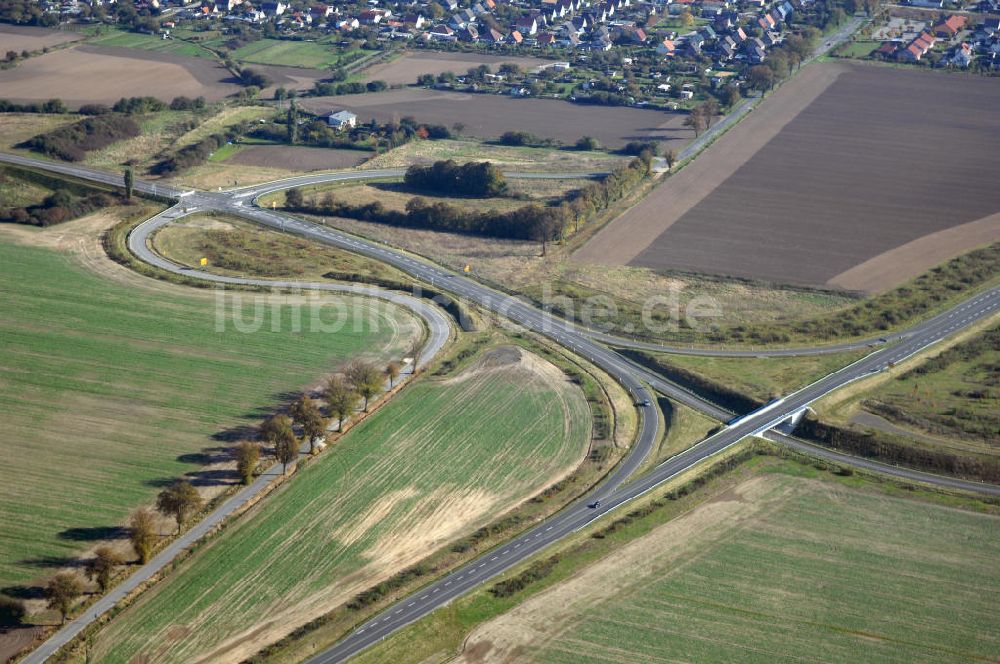 Pitzwalk aus der Vogelperspektive: Verlauf Bundesstrasse 189 von Wittenberge bis Wittstock