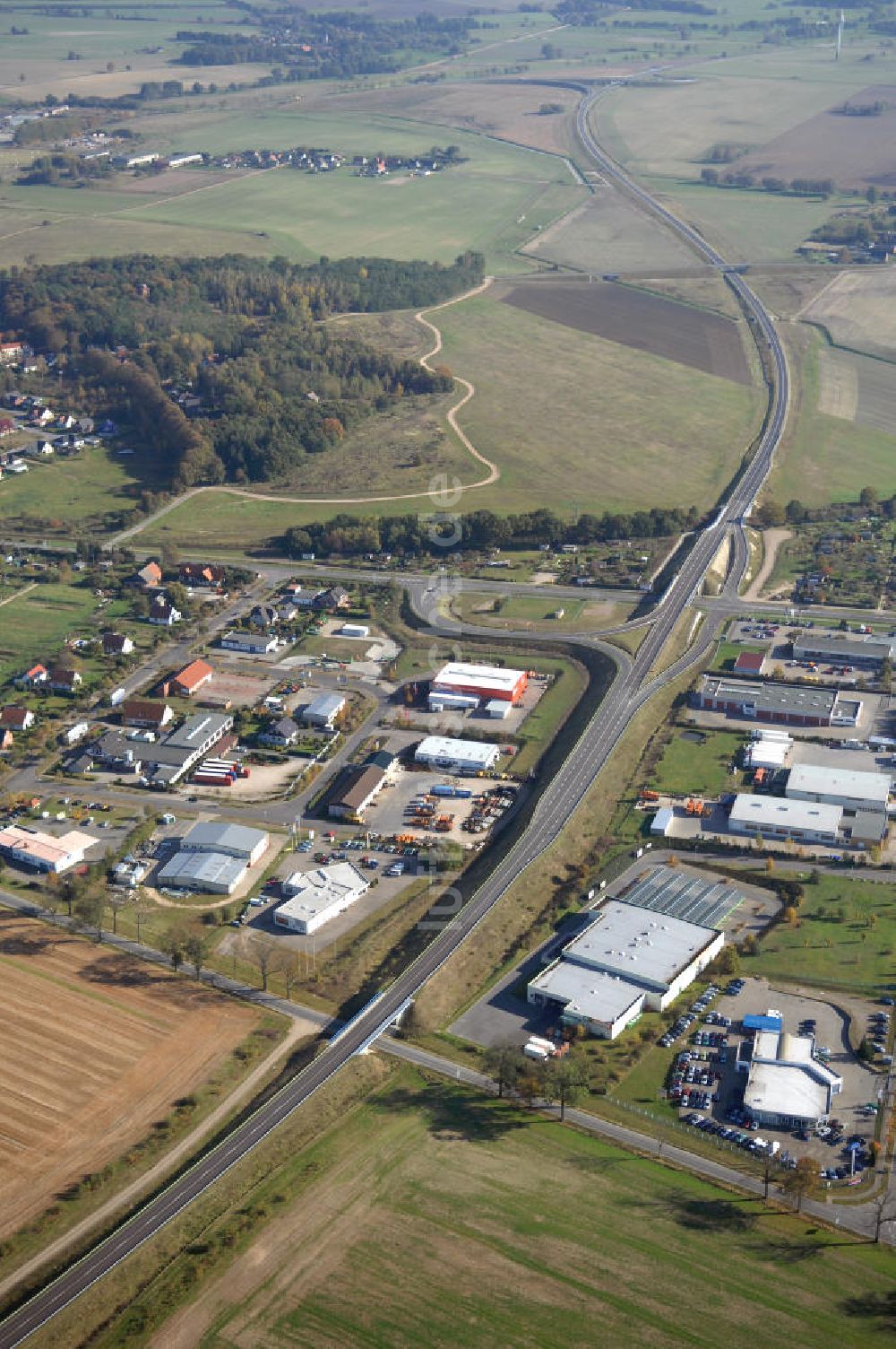 Pitzwalk von oben - Verlauf Bundesstrasse 189 von Wittenberge bis Wittstock