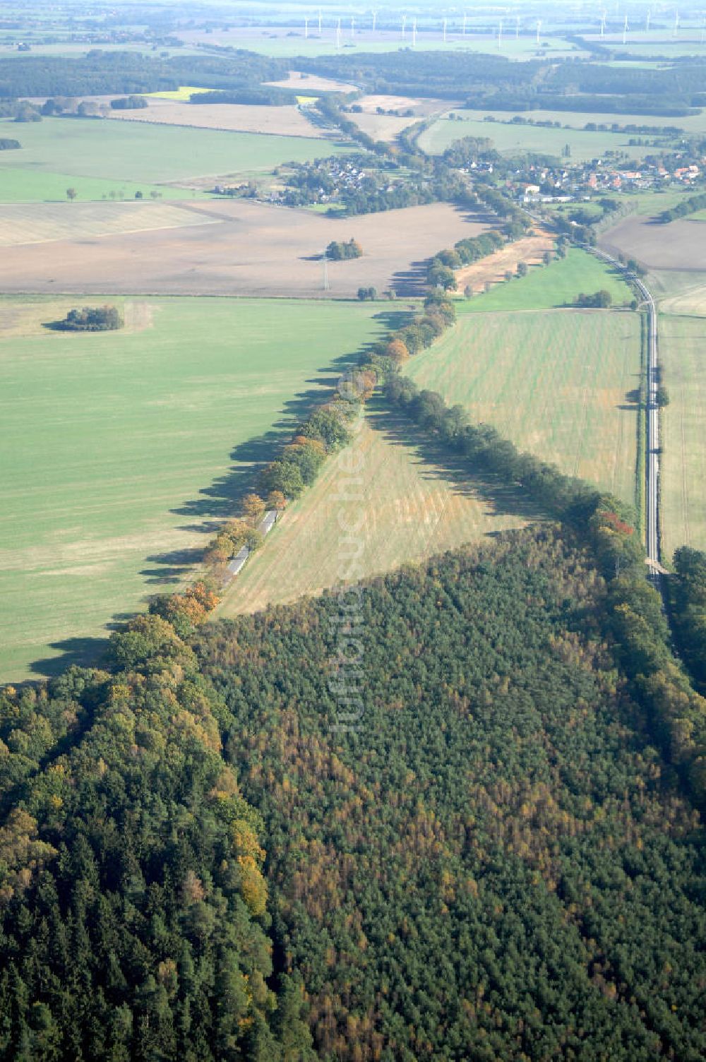 Retzin von oben - Verlauf Bundesstrasse 189 von Wittenberge bis Wittstock