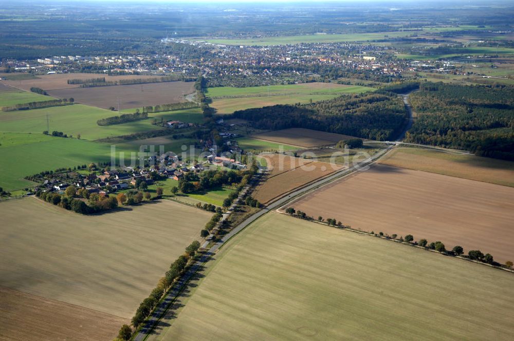 Luftaufnahme Perleberg - Verlauf Bundesstrasse 189 von Wittenberge bis Wittstock