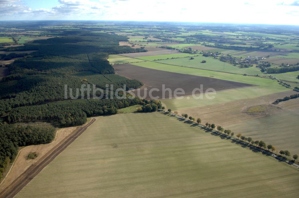 Perleberg von oben - Verlauf Bundesstrasse 189 von Wittenberge bis Wittstock