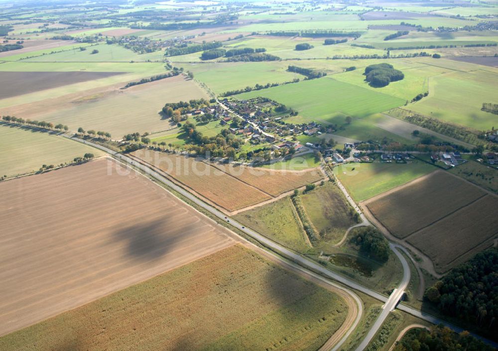 Perleberg aus der Vogelperspektive: Verlauf Bundesstrasse 189 von Wittenberge bis Wittstock