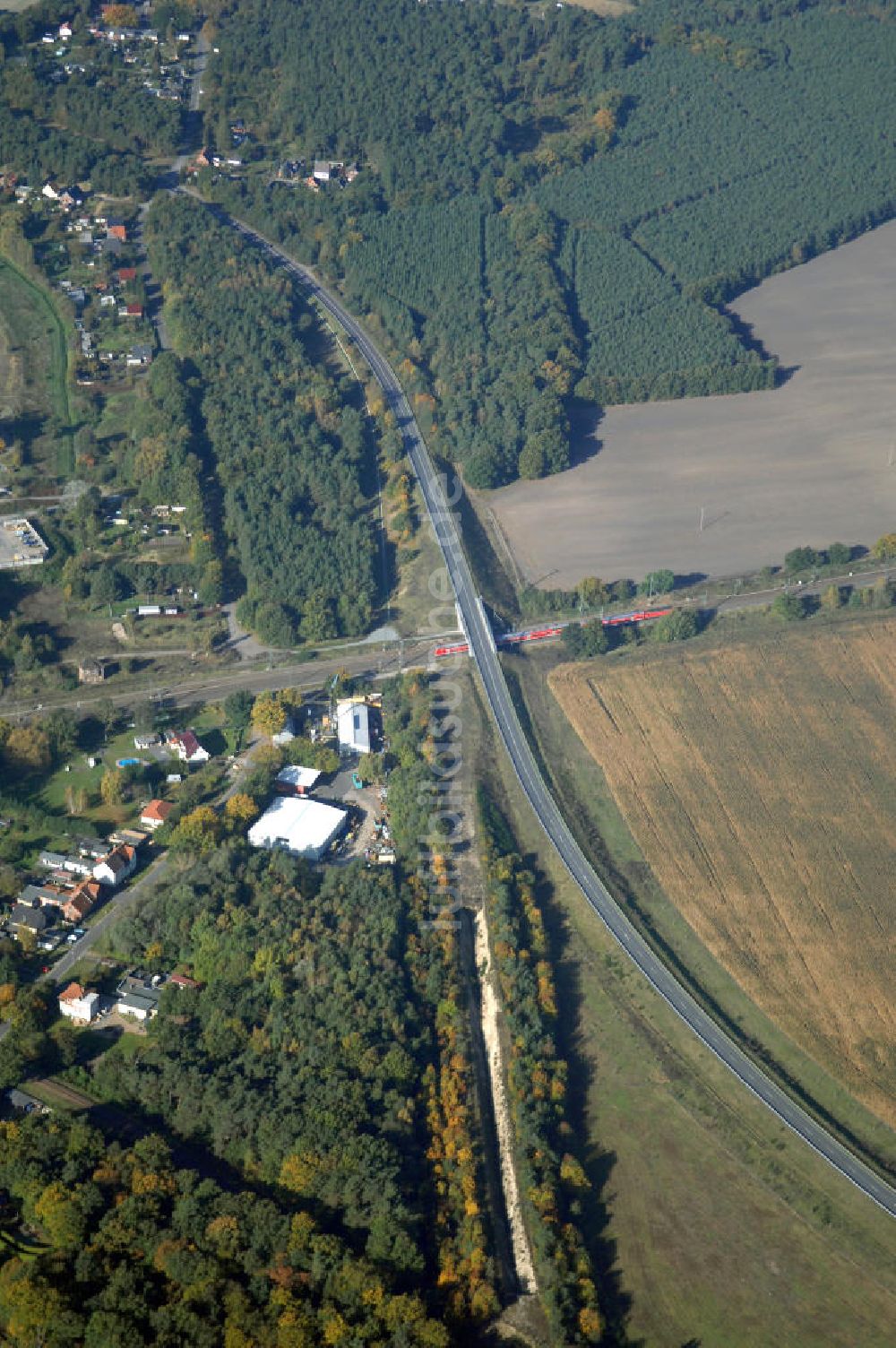 Weisen aus der Vogelperspektive: Verlauf Bundesstrasse 189 von Wittenberge bis Wittstock