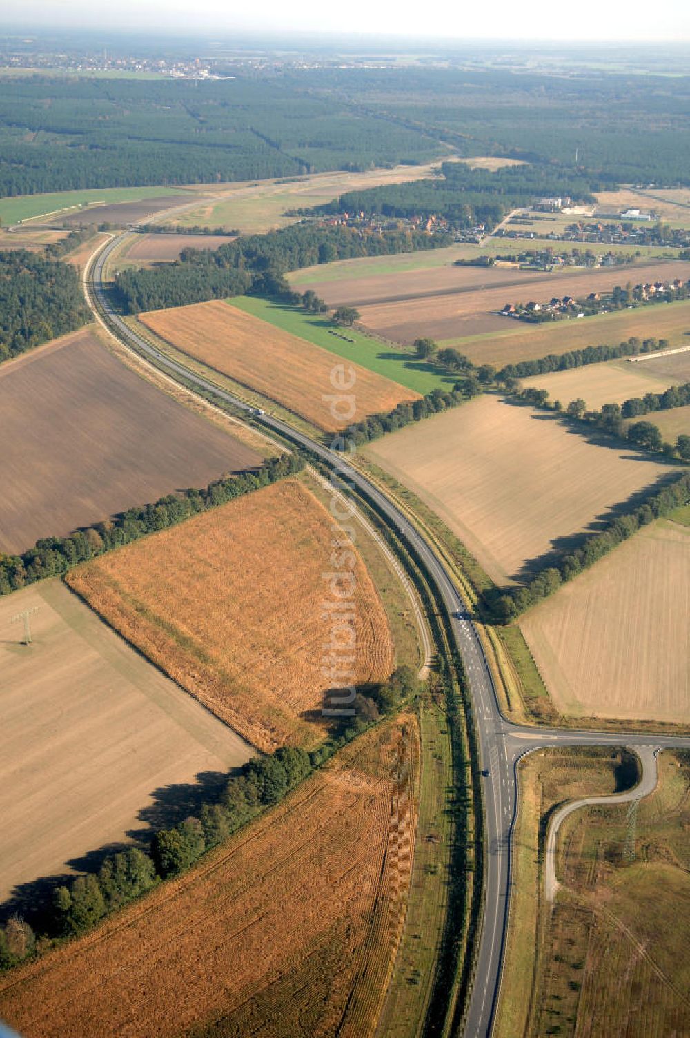 Luftaufnahme Weisen - Verlauf Bundesstrasse 189 von Wittenberge bis Wittstock