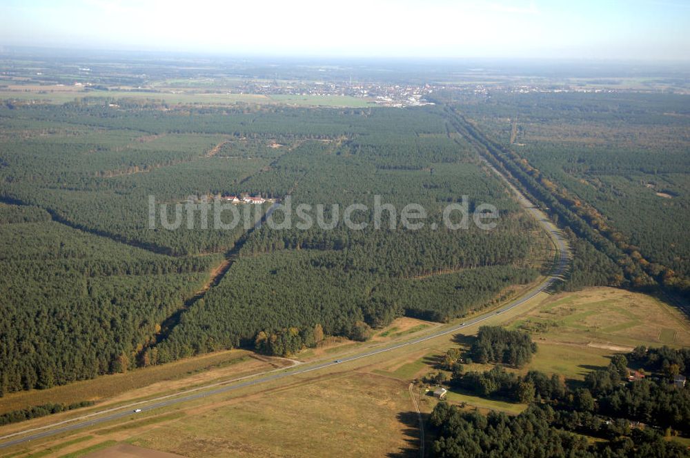 Weisen von oben - Verlauf Bundesstrasse 189 von Wittenberge bis Wittstock