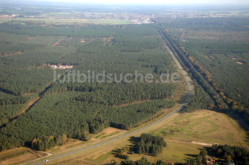 Weisen aus der Vogelperspektive: Verlauf Bundesstrasse 189 von Wittenberge bis Wittstock