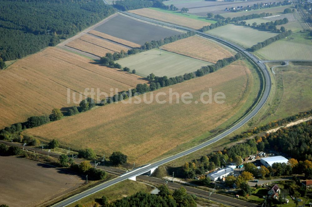 Wittenberge aus der Vogelperspektive: Verlauf Bundesstrasse 189 von Wittenberge bis Wittstock