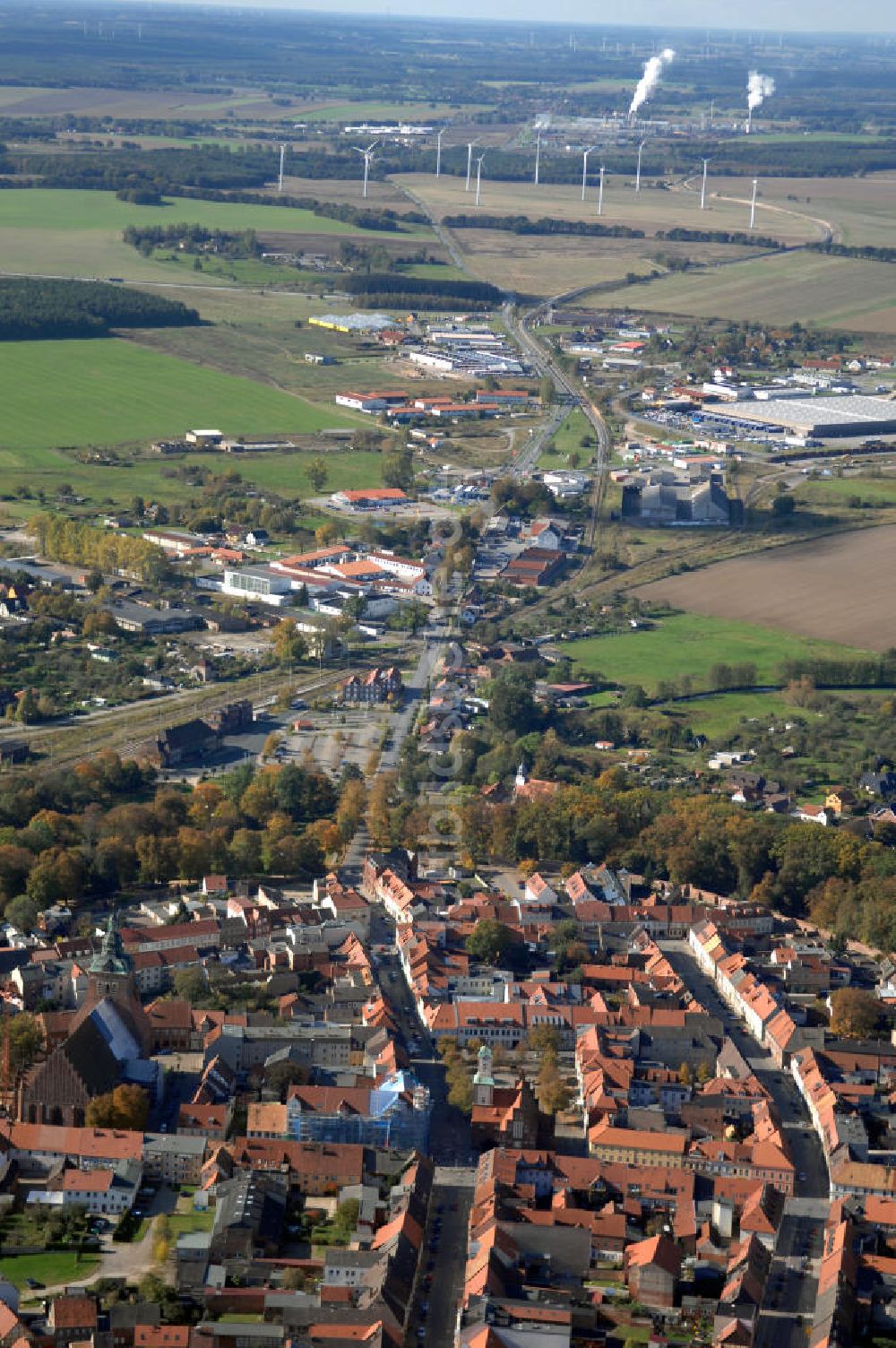 Wittstock aus der Vogelperspektive: Verlauf Bundesstrasse 189 von Wittenberge bis Wittstock