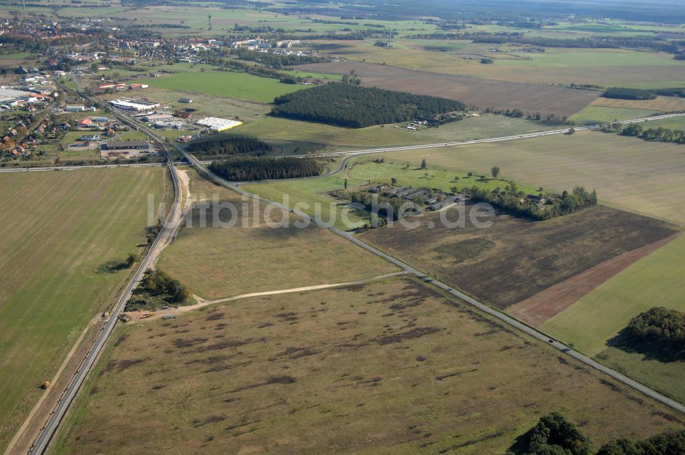 Wittstock aus der Vogelperspektive: Verlauf Bundesstrasse 189 von Wittenberge bis Wittstock