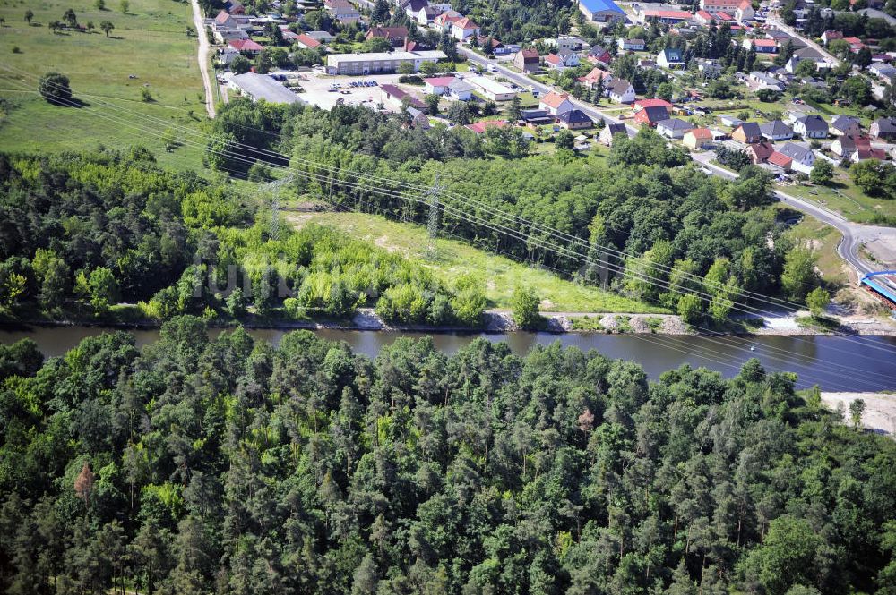 Wusterwitz von oben - Verlauf des Elbe-Havel-Kanal im Bereich Wusterwitz