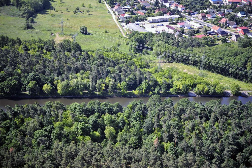 Wusterwitz von oben - Verlauf des Elbe-Havel-Kanal im Bereich Wusterwitz