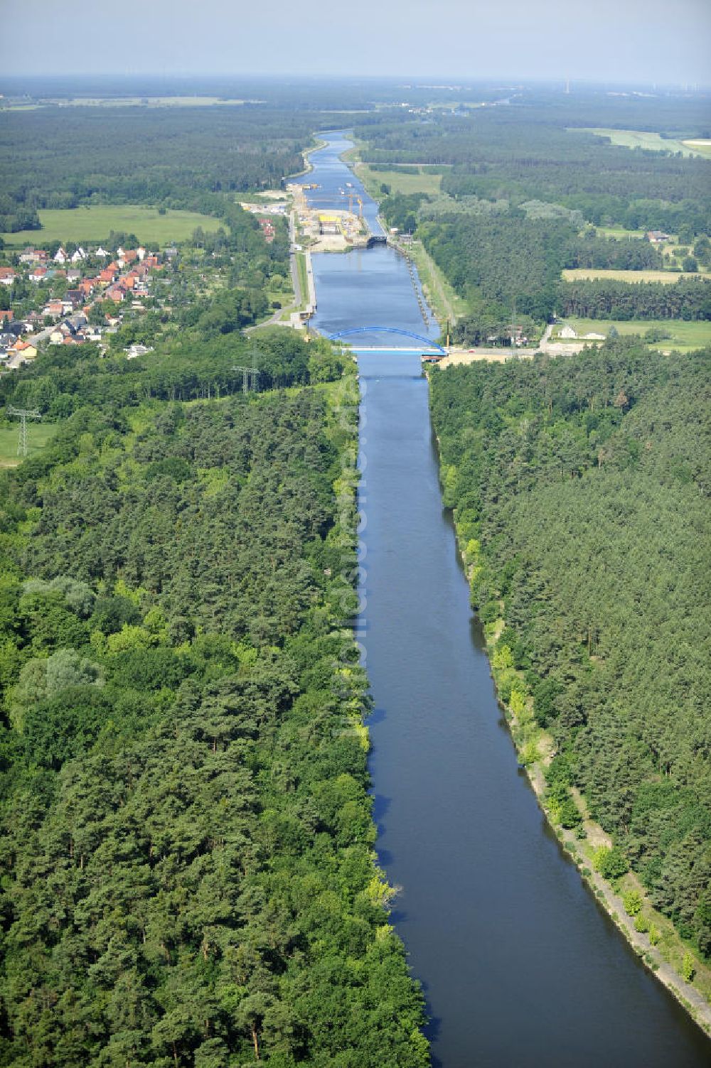 Wusterwitz von oben - Verlauf des Elbe-Havel-Kanal im Bereich Wusterwitz