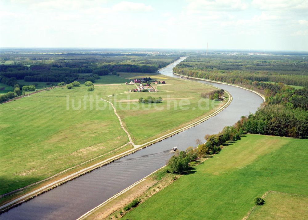 Luftaufnahme Wusterwitz / BRB - Verlauf des Elbe-Havel-Kanales westlich von Wusterwitz - Ausgleichs- und Ersatzmaßnahmen am Wasserstraßenkreuz Magdeburg / Elbe-Havel-Kanal