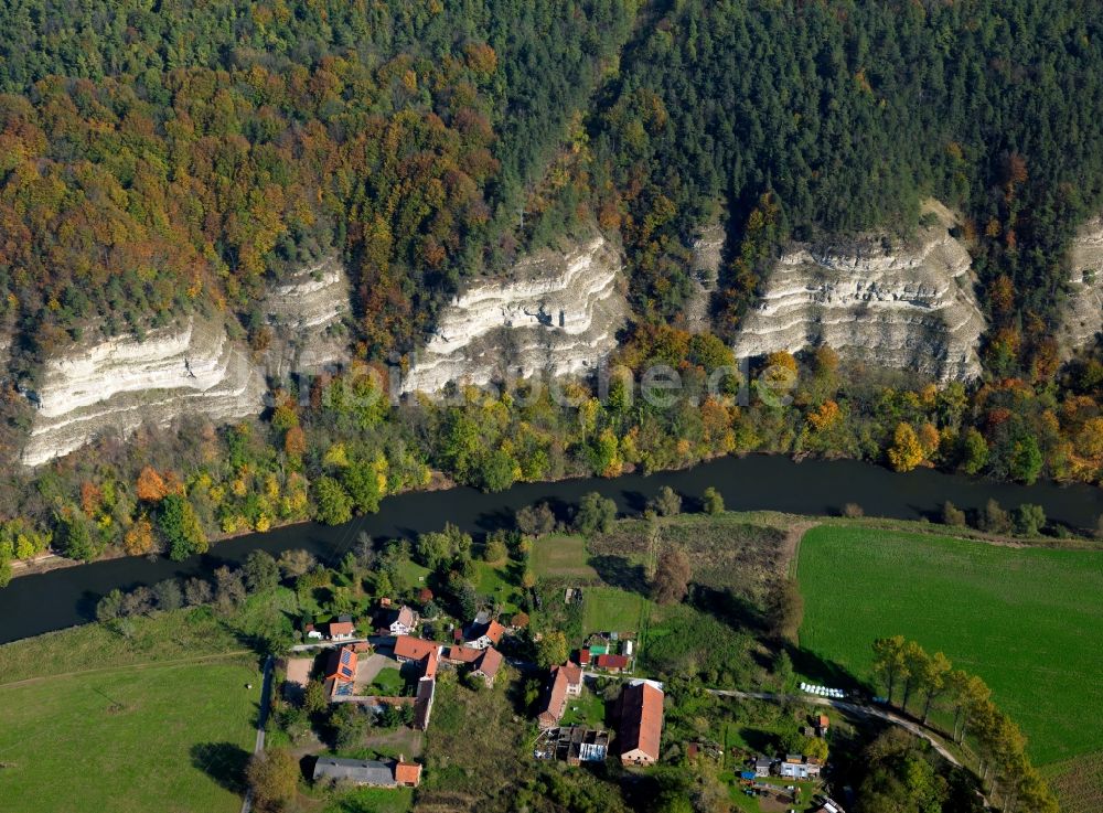 Ebenau von oben - Verlauf des Flußbettes der Werra bei Ebenau ( Creuzburg ) in Thüringen