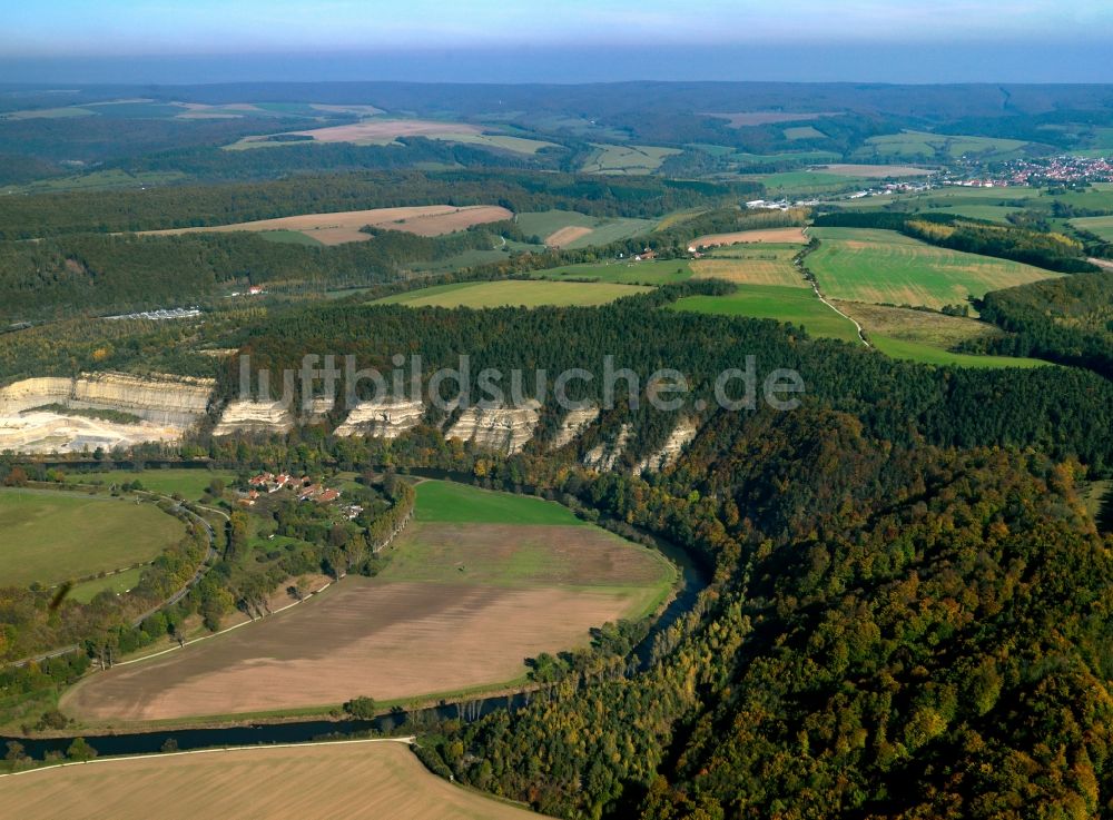 Luftbild Ebenau - Verlauf des Flußbettes der Werra bei Ebenau ( Creuzburg ) in Thüringen