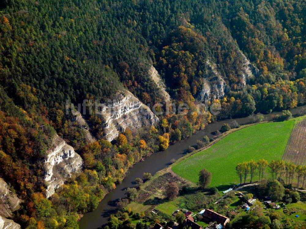 Ebenau aus der Vogelperspektive: Verlauf des Flußbettes der Werra bei Ebenau ( Creuzburg ) in Thüringen