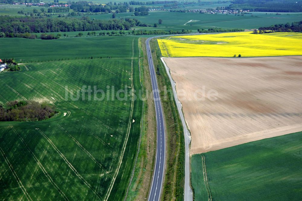 PASSOW von oben - Verlauf der Ortsumfahrung der Bundesstrasse B 168 bei Passow