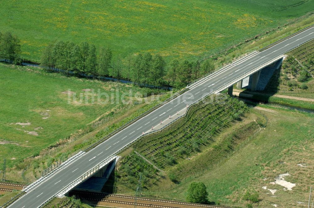 Luftbild PASSOW - Verlauf der Ortsumfahrung der Bundesstrasse B 168 bei Passow