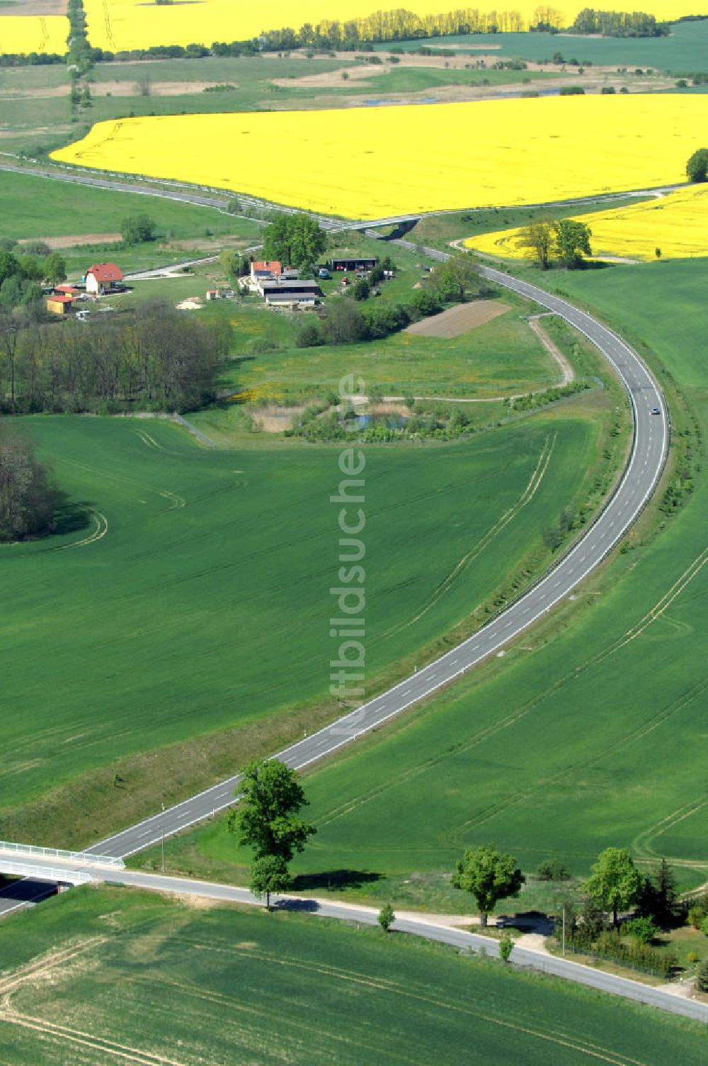 Luftbild PASSOW - Verlauf der Ortsumfahrung der Bundesstrasse B 168 bei Passow