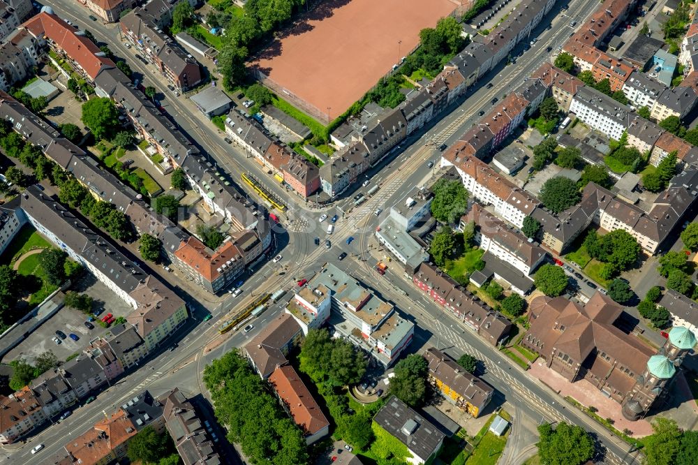 Luftbild Essen - Verlauf der Straßenkreuzung Altendorfer Straße und Helenenstraße in Essen im Bundesland Nordrhein-Westfalen