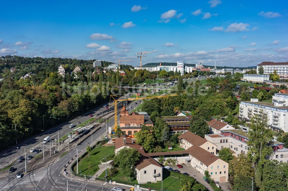 Luftaufnahme Stuttgart - Verlauf der Straßenkreuzung Pragstraße in Stuttgart im Bundesland Baden-Württemberg