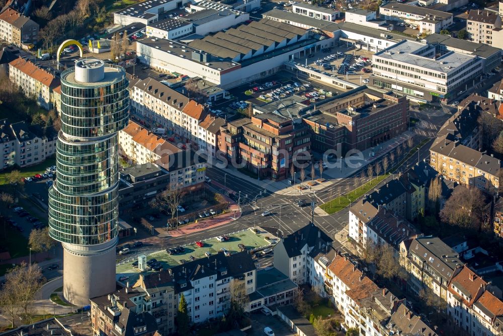 Luftbild Bochum - Verlauf der Straßenkreuzung Universitätsstraße Oskar-Hoffmann-Straße in Bochum im Bundesland Nordrhein-Westfalen