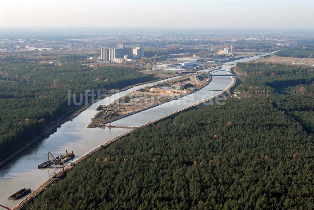 Eberswalde von oben - Verlegung des Oder-Havel-Kanals nördlich von Eberswalde