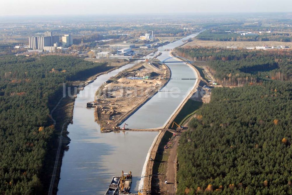  von oben - Verlegung des Oder-Havel-Kanals nördlich von Eberswalde