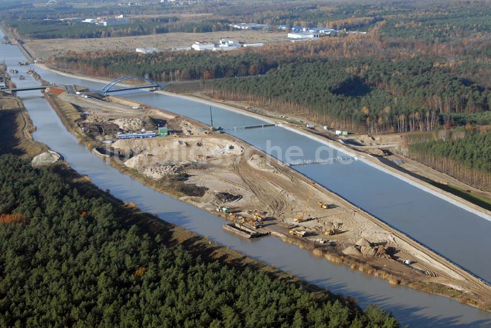 Eberswalde von oben - Verlegung des Oder-Havel-Kanals nördlich von Eberswalde