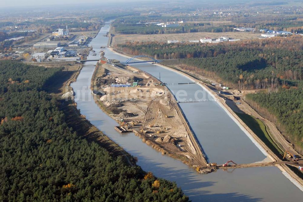 Eberswalde von oben - Verlegung des Oder-Havel-Kanals nördlich von Eberswalde