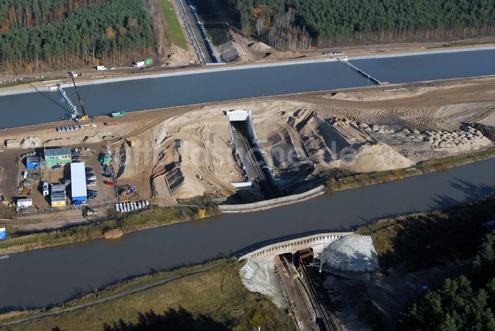 Eberswalde von oben - Verlegung des Oder-Havel-Kanals nördlich von Eberswalde