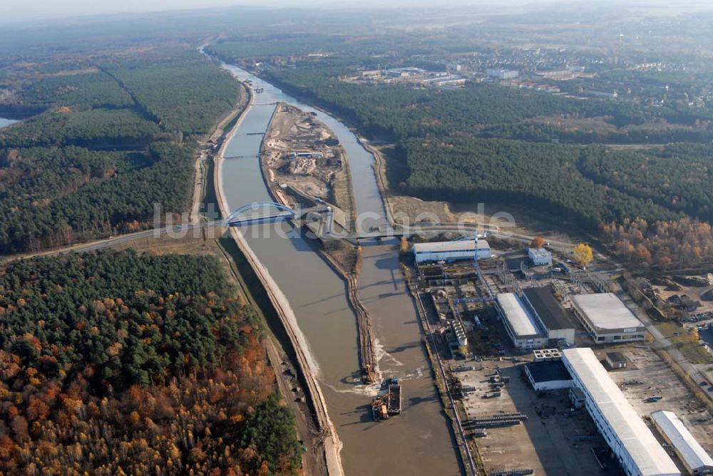 Eberswalde von oben - Verlegung des Oder-Havel-Kanals nördlich von Eberswalde