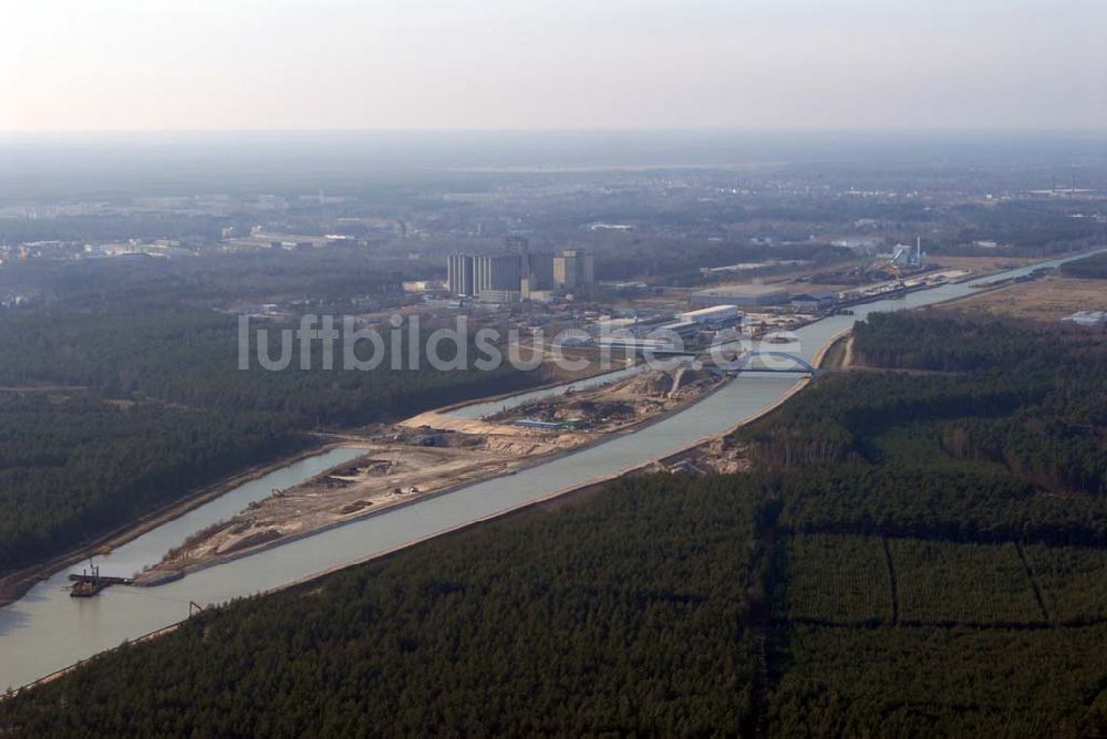 Eberswalde von oben - Verlegung des Oder-Havel-Kanals nördlich von Eberswalde