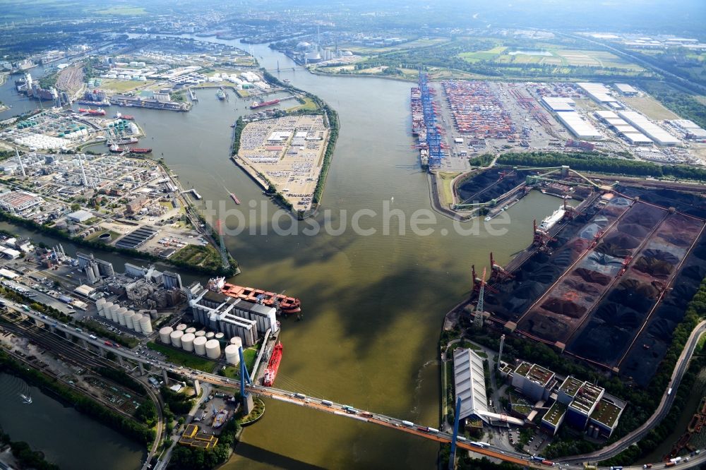 Luftbild Hamburg - Verschiedene Umschlagarten an der Süderelbe im Hafen von Hamburg