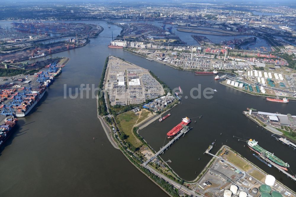 Luftaufnahme Hamburg - Verschiedene Umschlagarten an der Süderelbe im Hafen von Hamburg