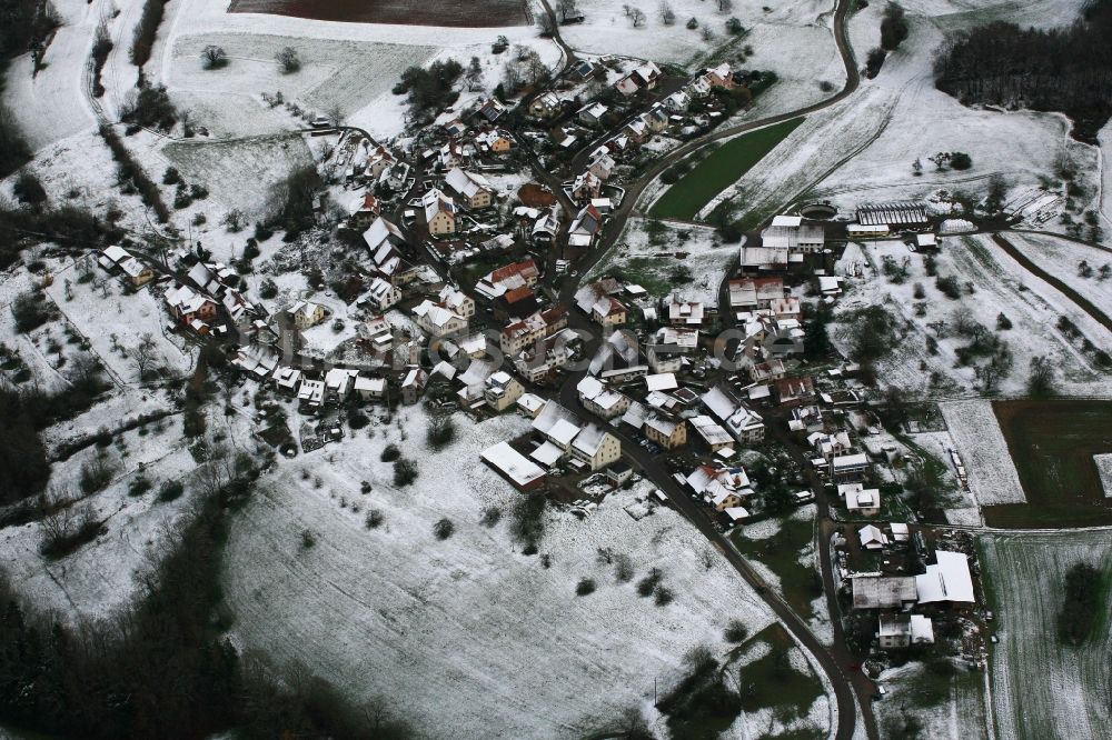 Schopfheim von oben - Verschneite Dorf - Ansicht von Kürnberg als Ortsteil von Schopfheim im Bundesland Baden-Württemberg