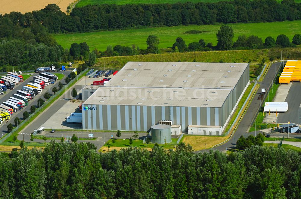 Rheinberg aus der Vogelperspektive: Verteilzentrum auf dem Gelände der HAVI Logistics in Rheinberg im Bundesland Nordrhein-Westfalen, Deutschland