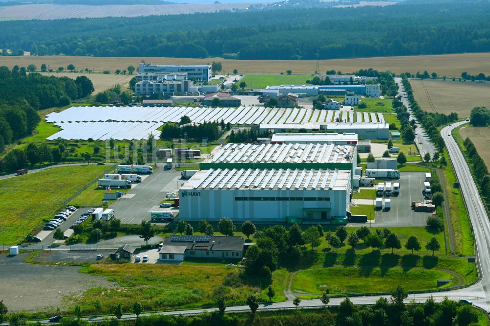 Luftbild Lederhose - Verteilzentrum auf dem Gelände für Lebensmittel der HAVI Logistics in Lederhose im Bundesland Thüringen, Deutschland