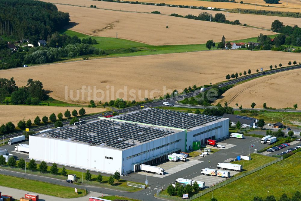 Luftbild Lederhose - Verteilzentrum auf dem Gelände für Lebensmittel der HAVI Logistics in Lederhose im Bundesland Thüringen, Deutschland