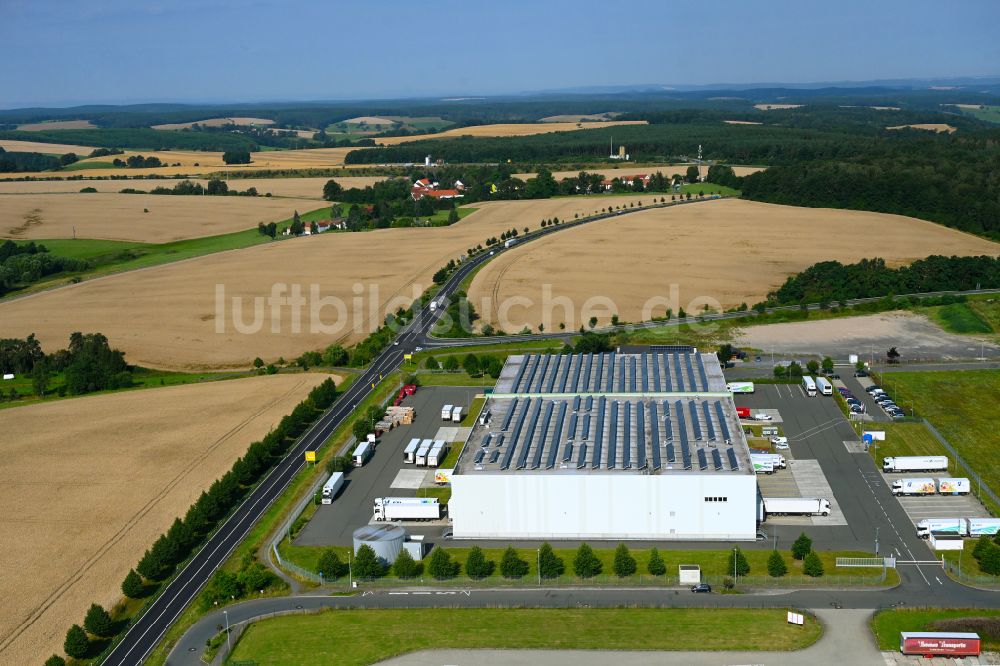 Luftbild Lederhose - Verteilzentrum auf dem Gelände für Lebensmittel der HAVI Logistics in Lederhose im Bundesland Thüringen, Deutschland