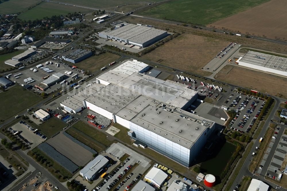 Luftbild Landsberg - Verteilzentrum auf dem Gelände der Rossmann Logistik an der Bitterfelder Straße in Landsberg im Bundesland Sachsen-Anhalt, Deutschland