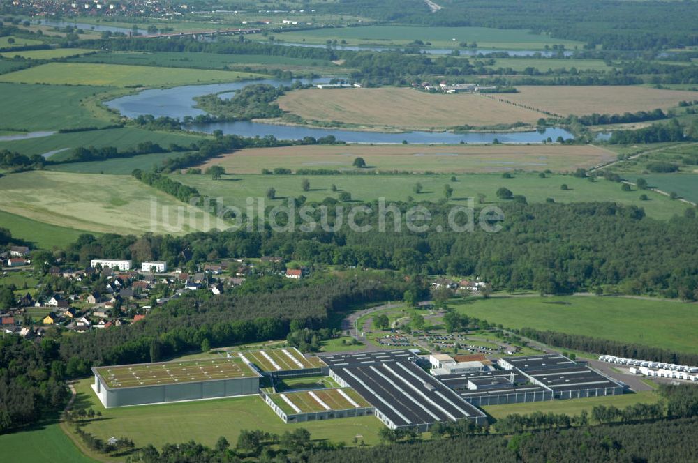 Coswig von oben - Vertriebszentrum Ernsting´s family Coswig-Klieken