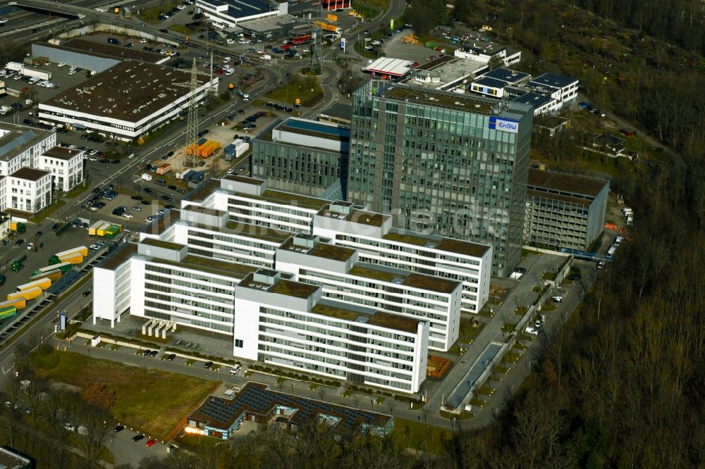 Stuttgart von oben - Verwaltungsgebäude von EnBW und Netze BW GmbH in Stuttgart im Bundesland Baden-Württemberg, Deutschland