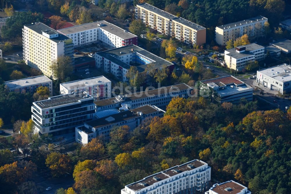 Potsdam aus der Vogelperspektive: Verwaltungsgebäude des Finanzdienstleistungs- Unternehmens Mittelbrandenburgische Sparkasse in Potsdam an der Saarmunder Straße in Potsdam im Bundesland Brandenburg, Deutschland