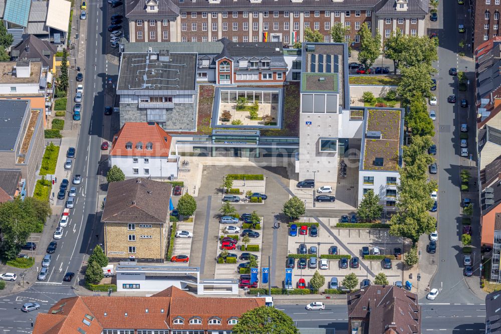 Luftbild Hamm - Verwaltungsgebäude des Finanzdienstleistungs- Unternehmens der Volksbank Hamm an der Bismarckstraße in Hamm im Bundesland Nordrhein-Westfalen, Deutschland