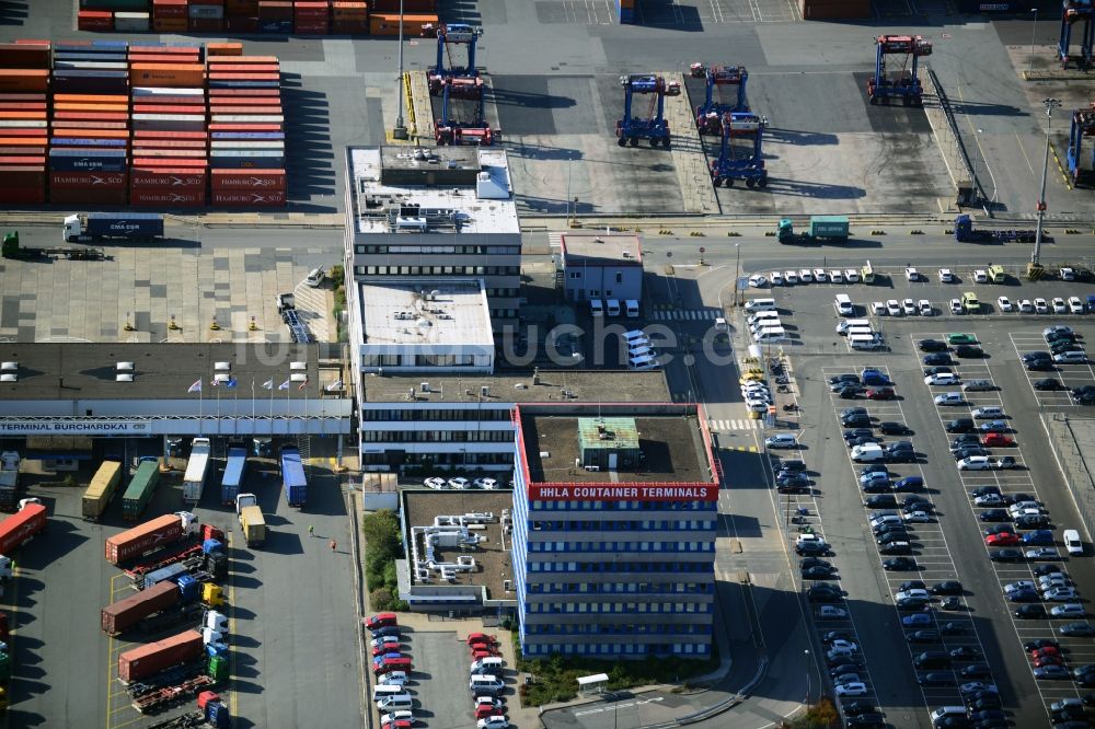 Luftaufnahme Hamburg - Verwaltungsgebäude der HHLA Container Terminal Burchardkai GmbH in Hamburg