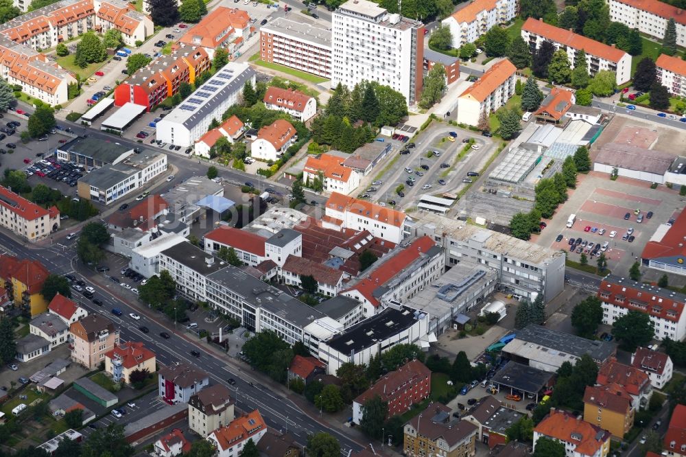 Göttingen aus der Vogelperspektive: Verwaltungsgebäude Sartorius-Quartier des Unternehmens Sartorius in Göttingen im Bundesland Niedersachsen