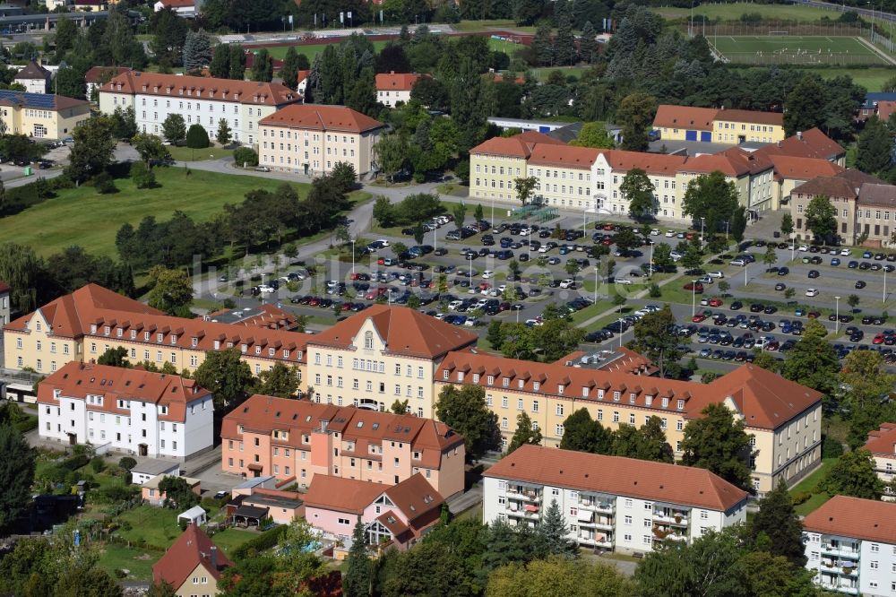 Kamenz aus der Vogelperspektive: Verwaltungsgebäude der staatlichen Behörde Landratsamt Bautzen in Kamenz im Bundesland Sachsen