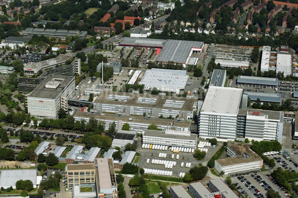 Hamburg von oben - Verwaltungsgebäude des Unternehmens Otto (GmbH & Co KG) in der Werner-Otto-Straße in Hamburg